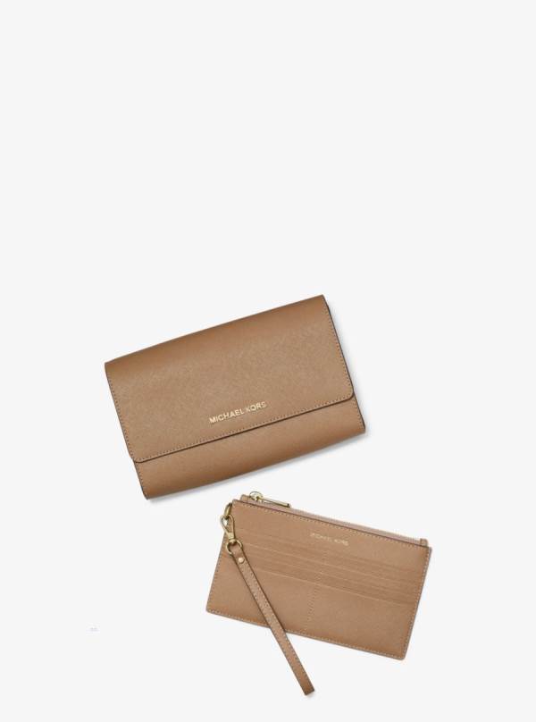 Damske Crossbody Kabelka Michael Kors Saffiano Leather 3-in-1 Crossbody Tmavo Hnedožltý - Kabelky Michael Kors Nejlevnejsi | TMADL-5742